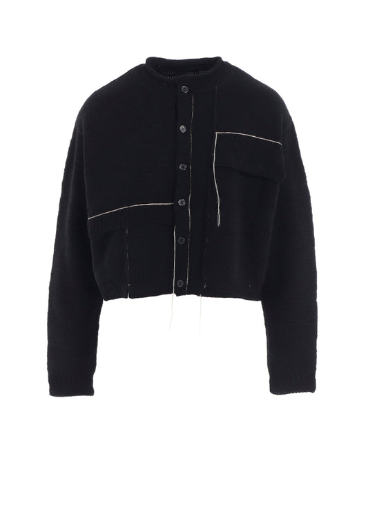 PATCHWORK CREW NECK CARDIGAN