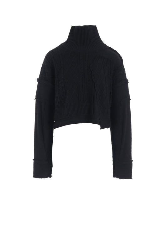 DECONSRUCTED DESIGN CABLE KNIT PULLOVER