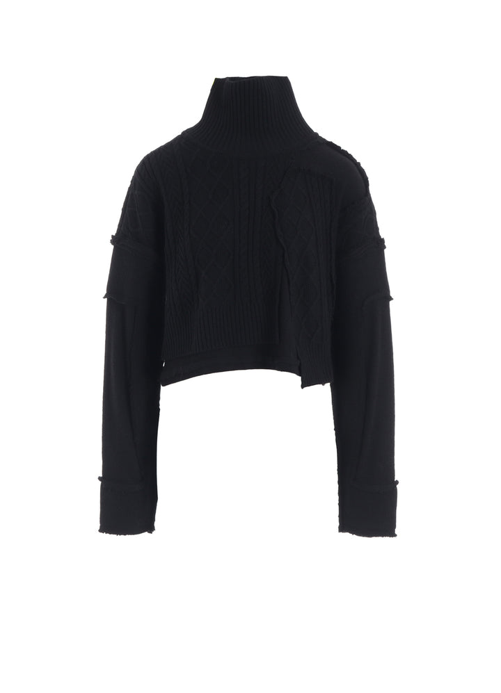 DECONSRUCTED DESIGN CABLE KNIT PULLOVER
