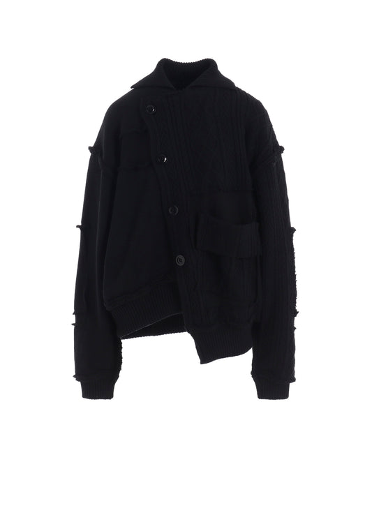 DECONSTRUCTED DESIGN CABLE KNIT CARDIGAN