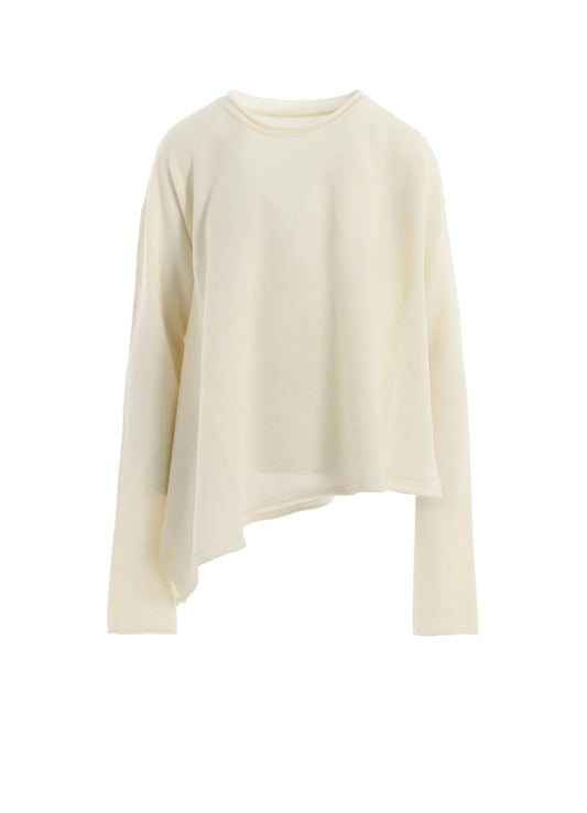 WOOL ASYMMETRIC CREW NECK PULLOVER