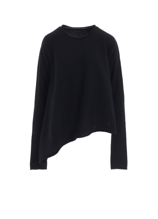 WOOL ASYMMETRIC CREW NECK PULLOVER