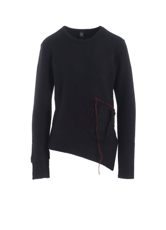 KNIT CONBINATION ASSYMETRIC PULLOVER