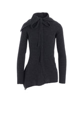 DOUBLE COLLAR ASSYMETRIC CARDIGAN