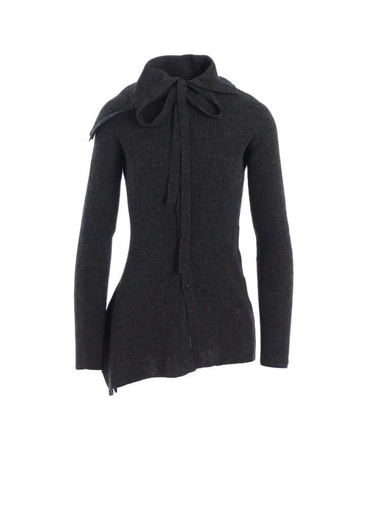 DOUBLE COLLAR ASSYMETRIC CARDIGAN