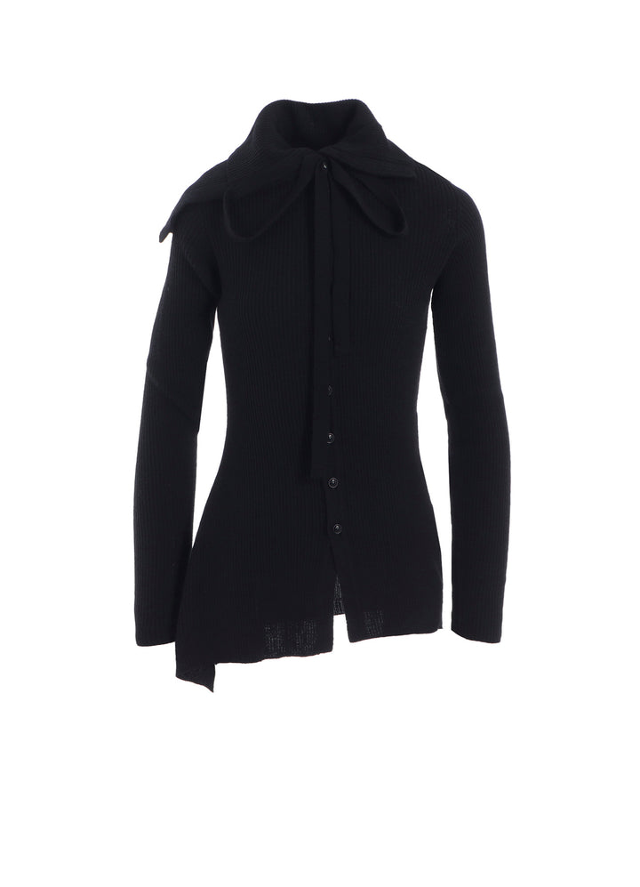 DOUBLE COLLAR ASSYMETRIC CARDIGAN