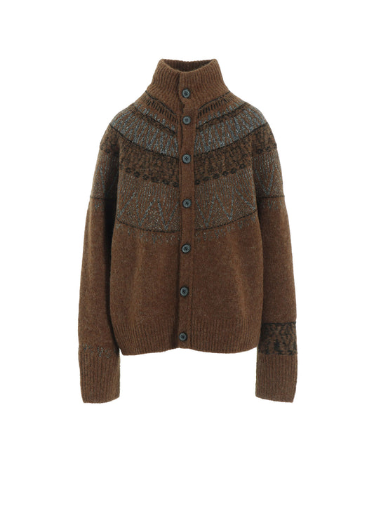 NORDIC DESIGN HIGH NECK KNIT CARDIGAN