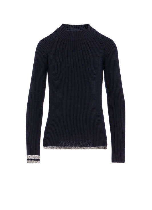 RIBBED MINI HIGH NECK PULLOVER