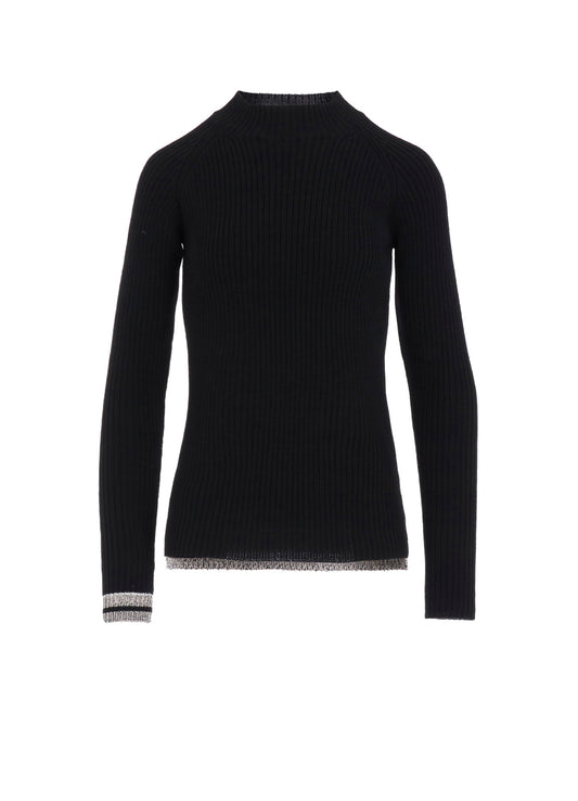 RIBBED MINI HIGH NECK PULLOVER