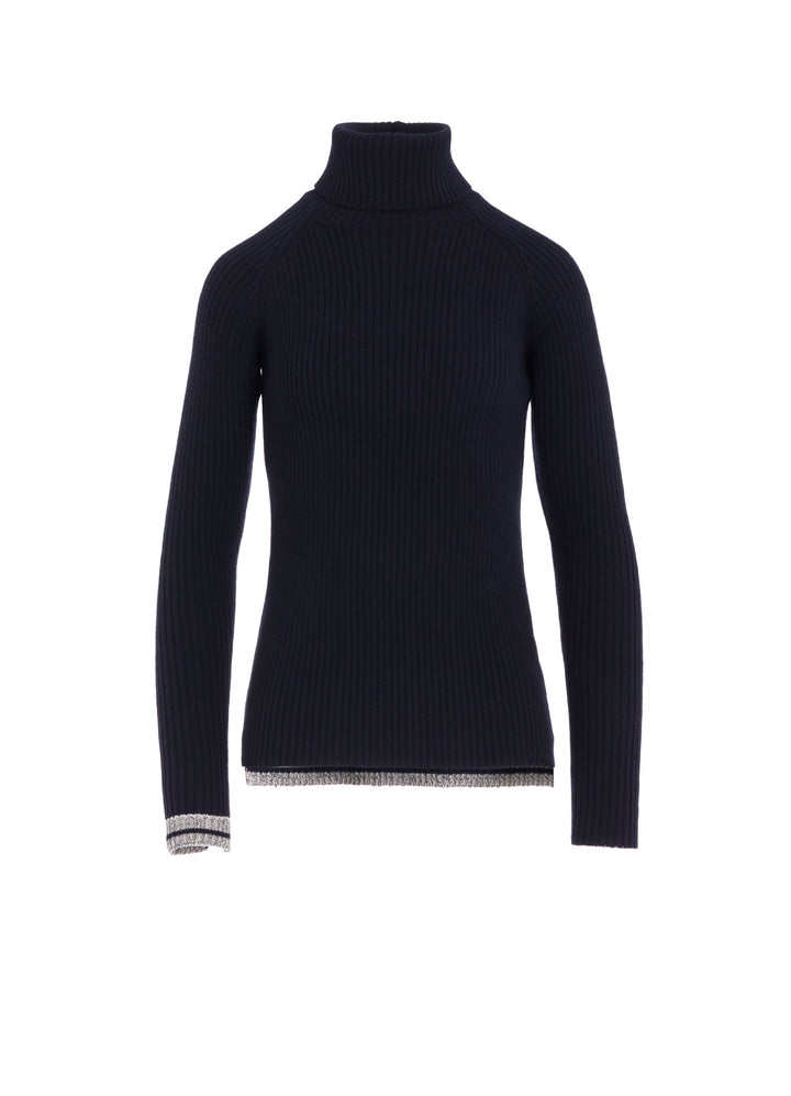 RIBBED HIGH NECK PULLOVER