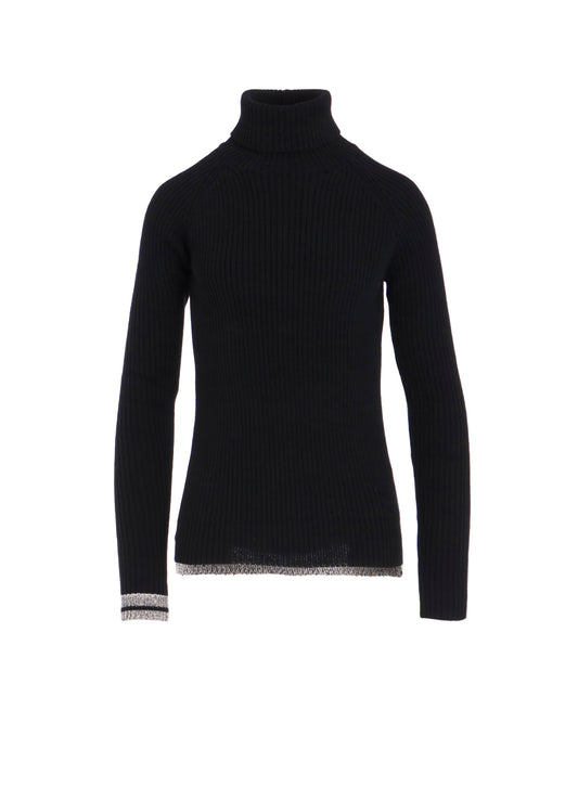 RIBBED HIGH NECK PULLOVER