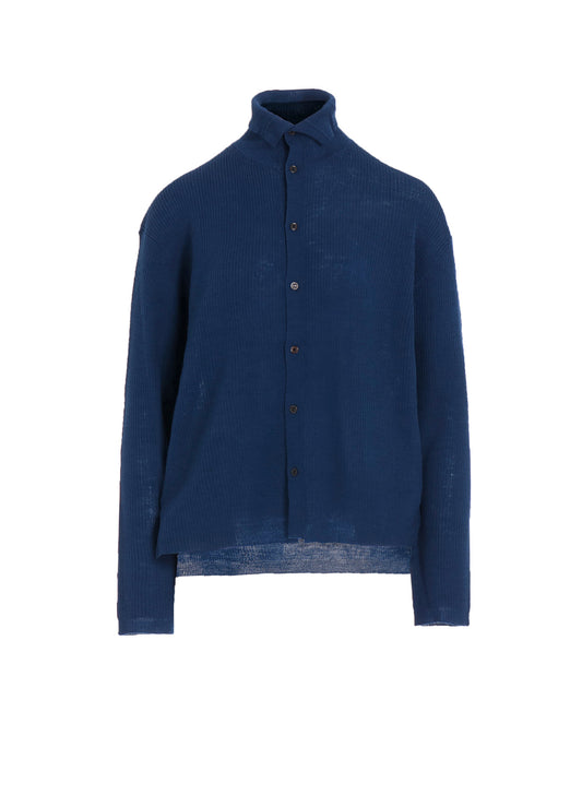 RIB HIGH NECK KNIT CARDIGAN