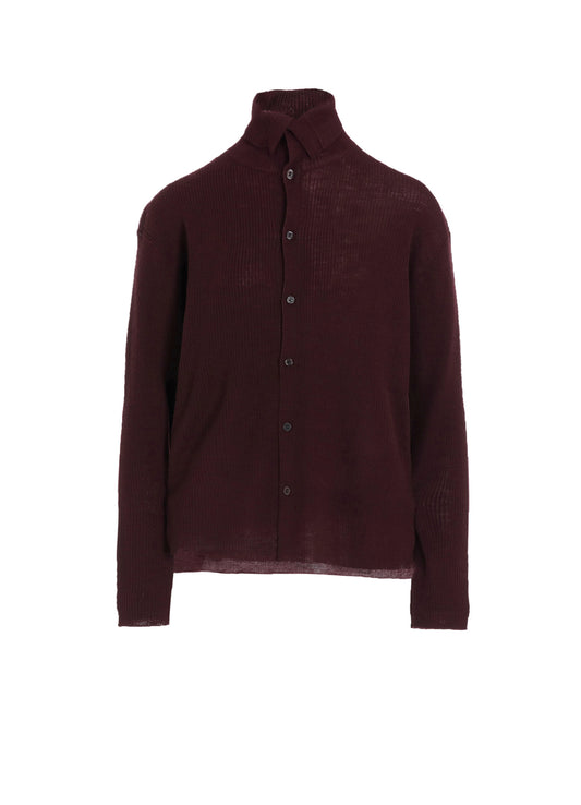RIB HIGH NECK KNIT CARDIGAN
