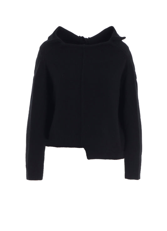 WOOL JERSEY ASYMMETRIC PULLOVER