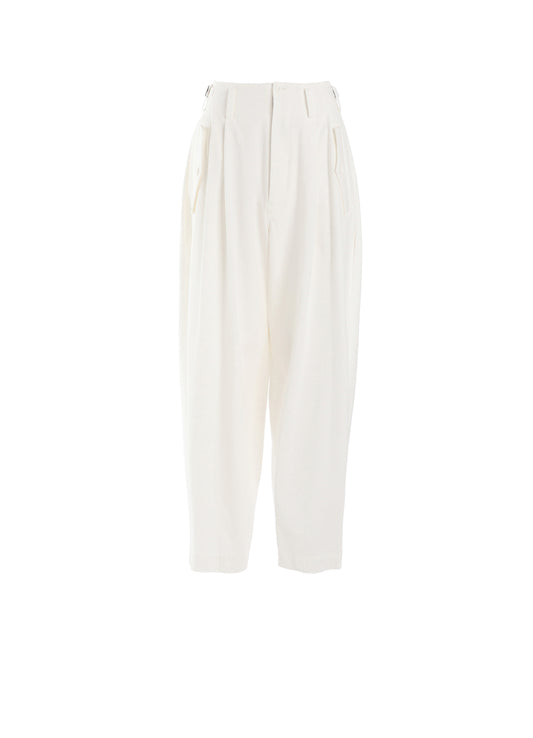 COTTON TWILL DOUBLE TUCK WIDE PANTS