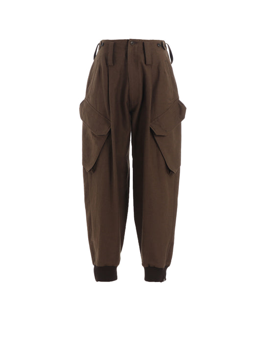 COTTON/FLAX MOLESKIN RIB HEM PANTS