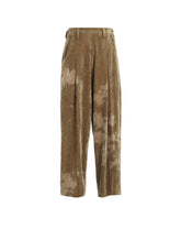 DISCHARGE-PRINTED VELVET PLEATED PANTS