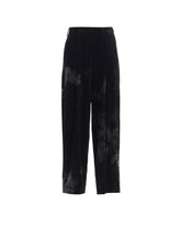 DISCHARGE-PRINTED VELVET PLEATED PANTS