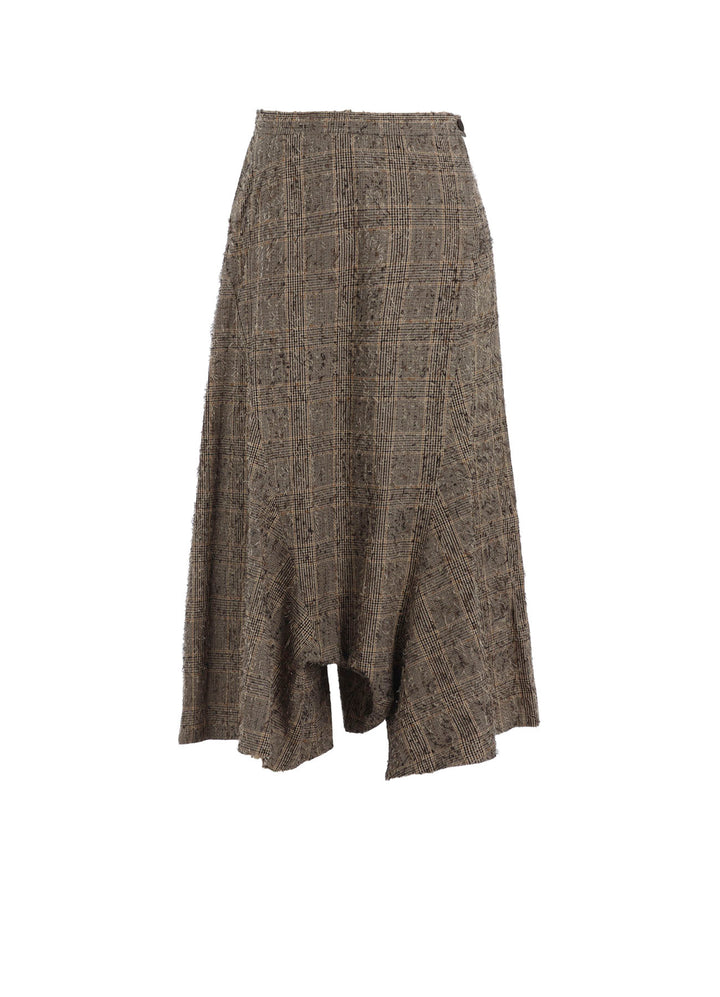 NEEDLE-PUNCHED ASYMMETRIC FLARE PANTS
