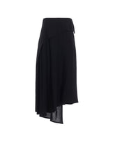 W/RY WASHER PROCESSED GAUZE ASYMMETRIC SKIRT