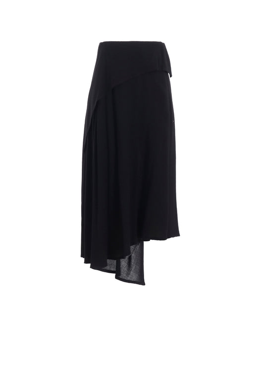 W/RY WASHER PROCESSED GAUZE ASYMMETRIC SKIRT