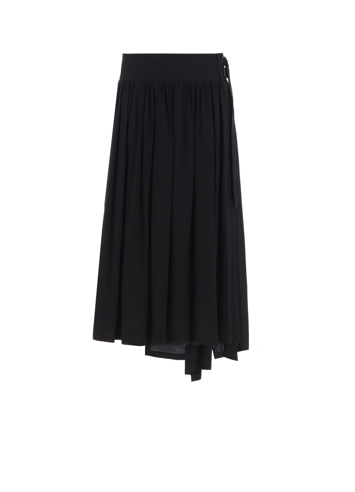 HARD-TWIST SERGE ASYMMTRIC GATHER SKIRT