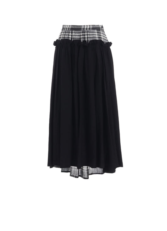 GAUZE PLAID FRILL GATHER SKIRT
