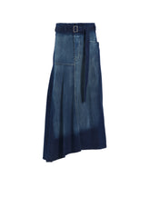 SPOTTED DENIM RIGHT SIDE FLARE SKIRT