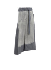 SPOTTED DENIM RIGHT SIDE FLARE SKIRT