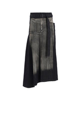 SPOTTED DENIM RIGHT SIDE FLARE SKIRT