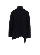 SOFT GAUZE JERSEY ASYMMETRIC HI-NECK PULLOVER