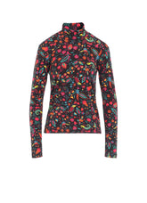 FLOWER PRINT PE JERSEY HIGH NECK T