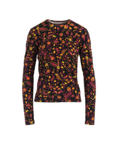 FLOWER PRINT PE JERSEY U-NECK T