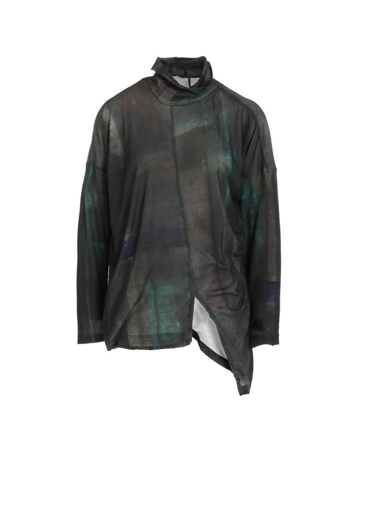 LYOCELL SMOOTH ASSYMETRIC HIGH NECK PULLOVER
