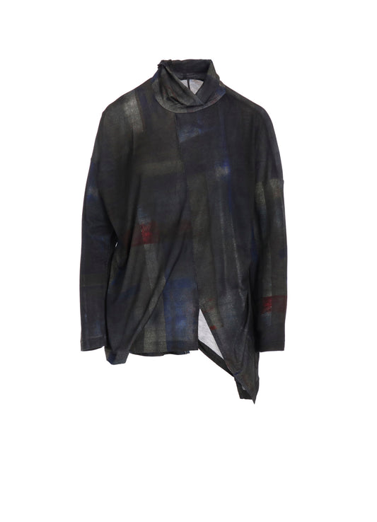LYOCELL SMOOTH ASSYMETRIC HIGH NECK PULLOVER