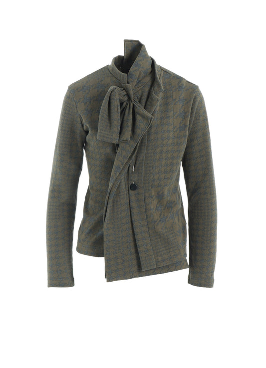 HOUNDSTOOTH UNBALANCED RIBBON CARDIGAN