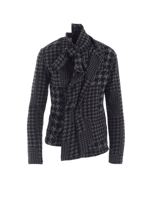 HOUNDSTOOTH UNBALANCED RIBBON CARDIGAN