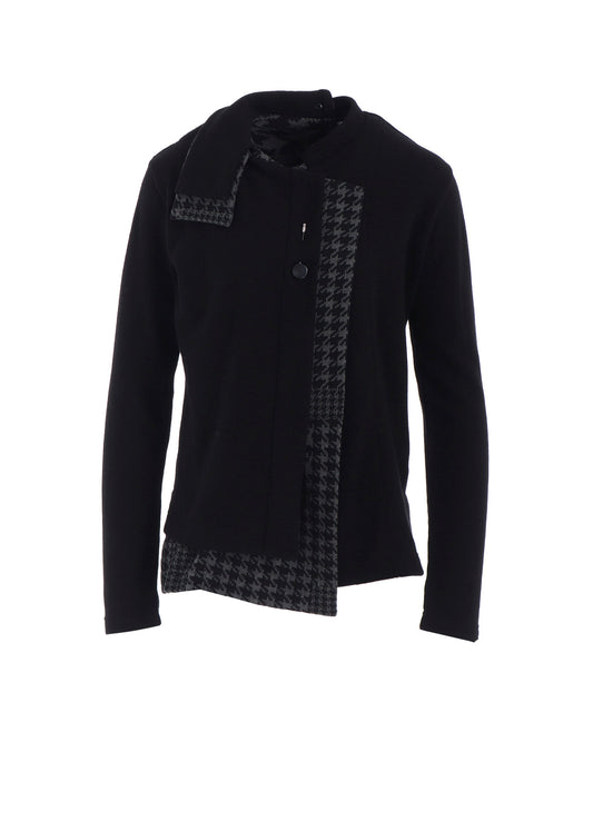 W/NY JERSEY UNBALANCED COLLAR CARDIGAN