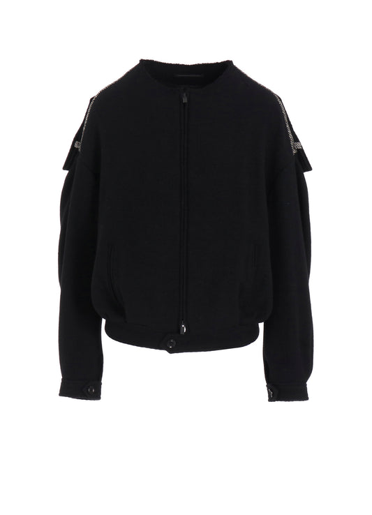 BIG HERRINGBONE COLLAR LESS BLOUSON