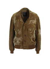 DISCHARGE-PRINTED VELVET SHIRT-COLLAR BLOUSON