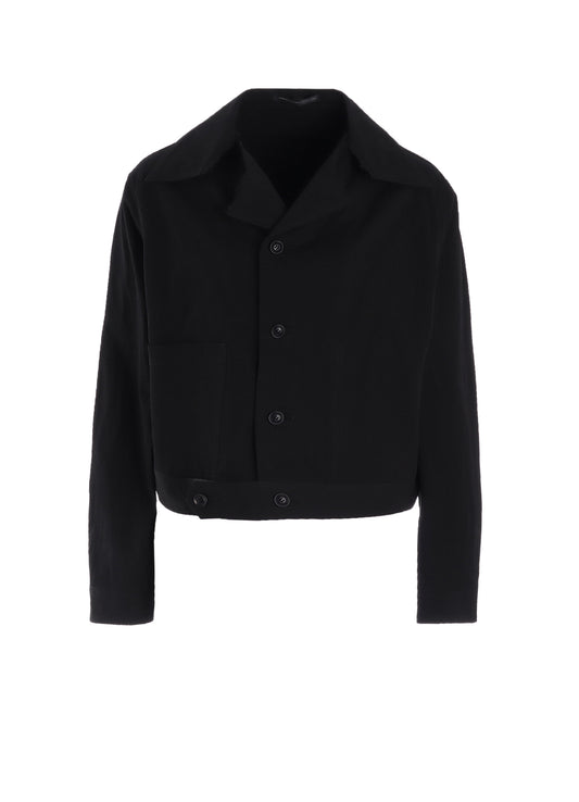 COTTON NYLON GABARDINE SLIT COLLART SHORT JACKET