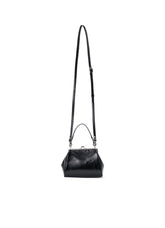 SEMI-MATTE LEATHER SHOULDER BAG W/ METAL CLASP