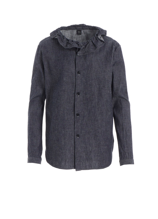 6OZ GATHER COLLAR DENIM SHIRT