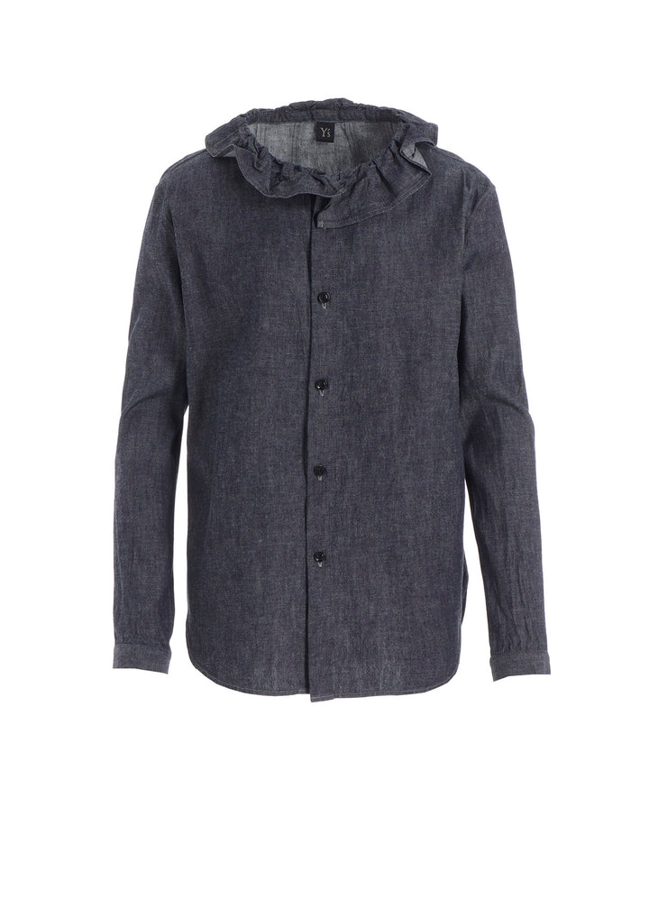 6OZ GATHER COLLAR DENIM SHIRT