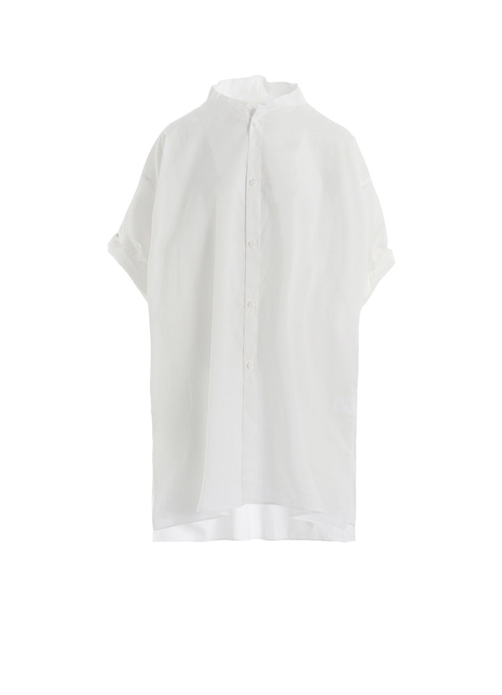 COTTON LAWN ROLLED-UP HALF SLEEVE BLOUSE