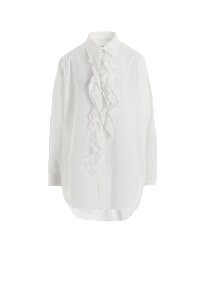 COTTON LAWN UNTRIMMED FRILL BLOUSE