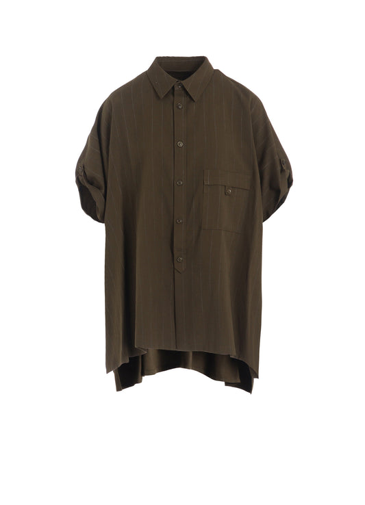 W/RY STRIPE ROLLED SLEEVE BLOUSE