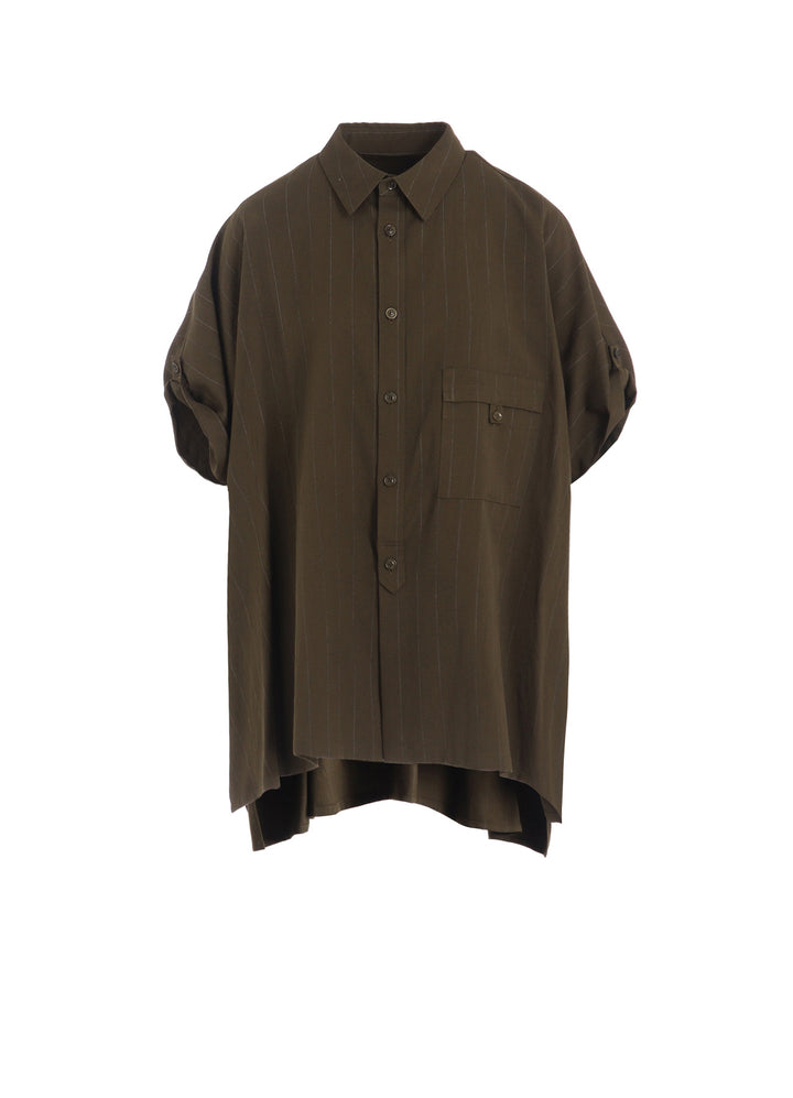 W/RY STRIPE ROLLED SLEEVE BLOUSE