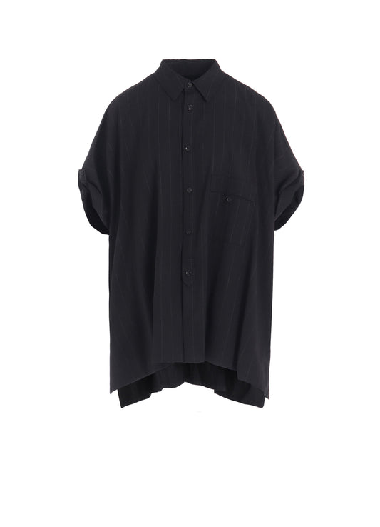 W/RY STRIPE ROLLED SLEEVE BLOUSE