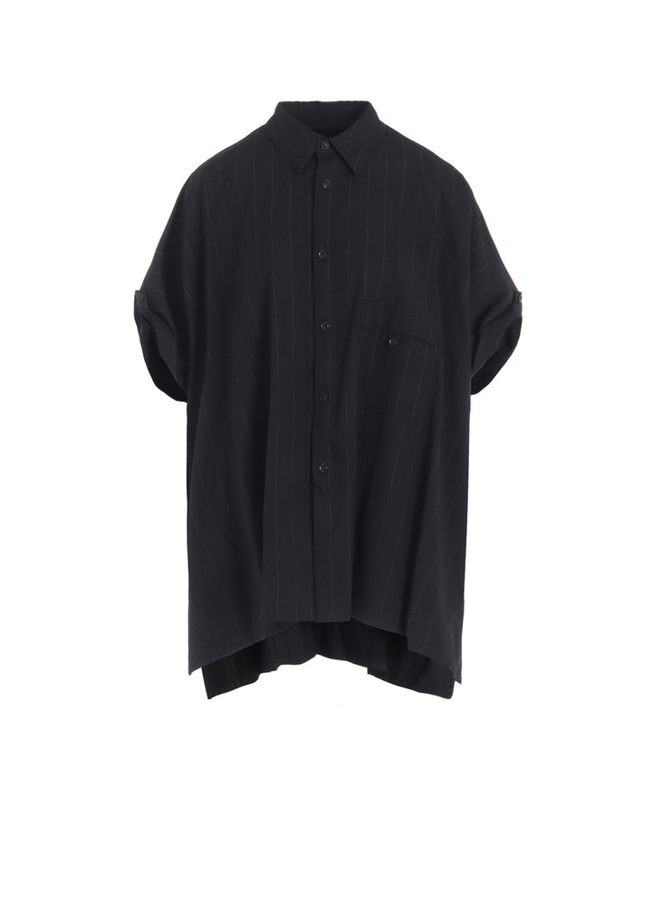 W/RY STRIPE ROLLED SLEEVE BLOUSE